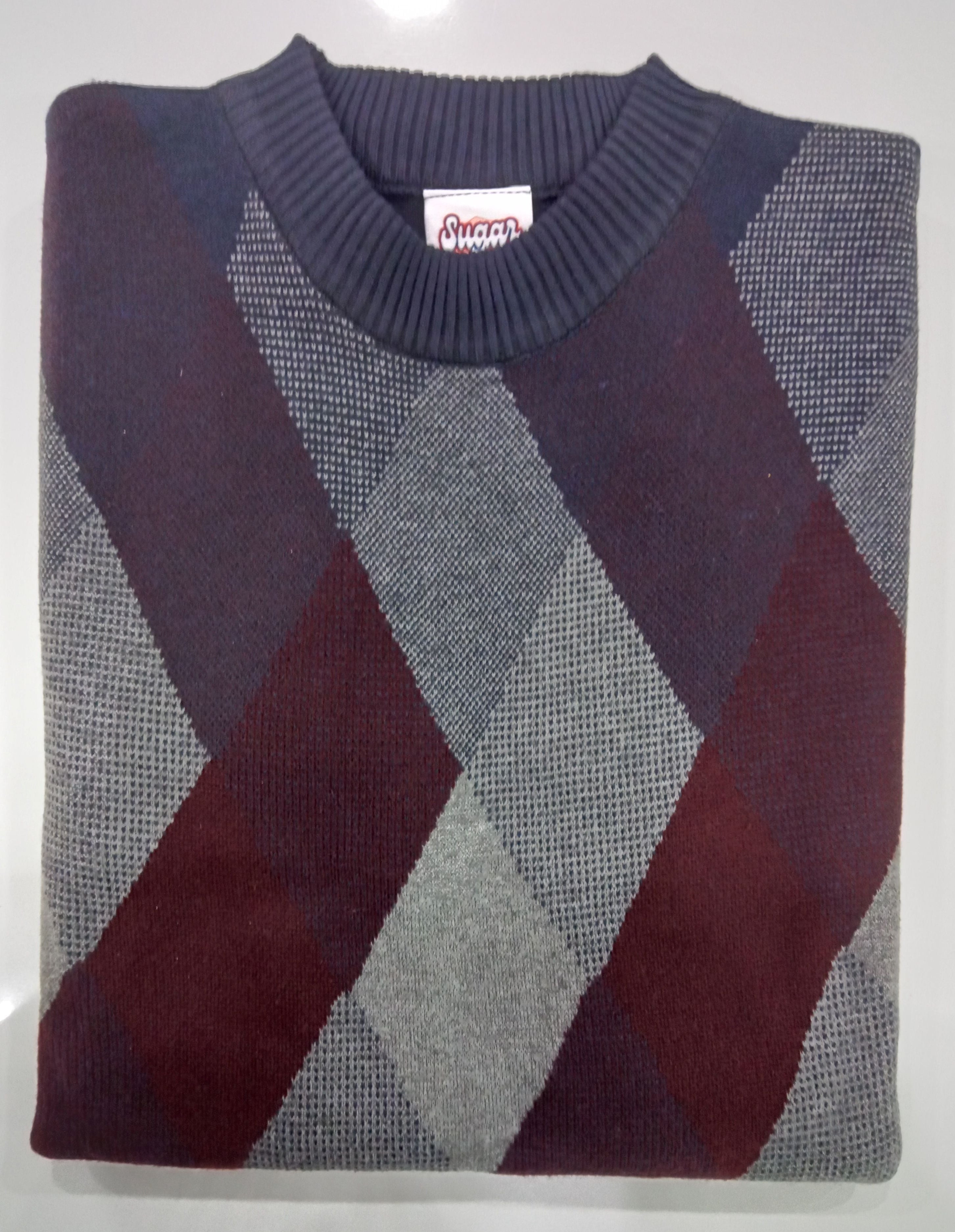 Sugar Argyle Crew Sweater Wine