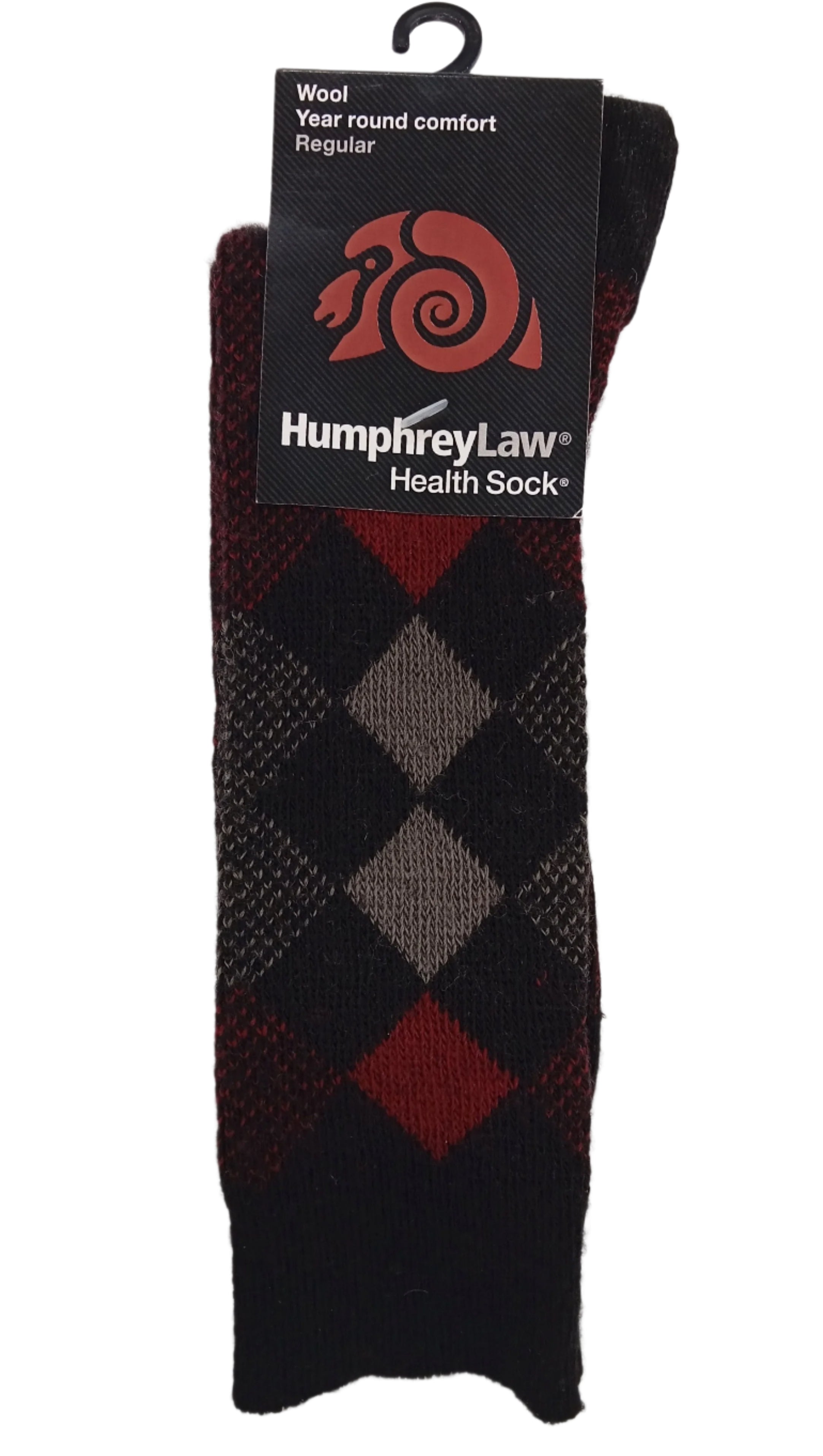 Health Wool Jacquard Sockette Black Burgandy