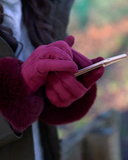 FAUX SUEDE FUR CUFF GLOVE