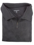 Folded dark gray pullover with a zipper on a white background