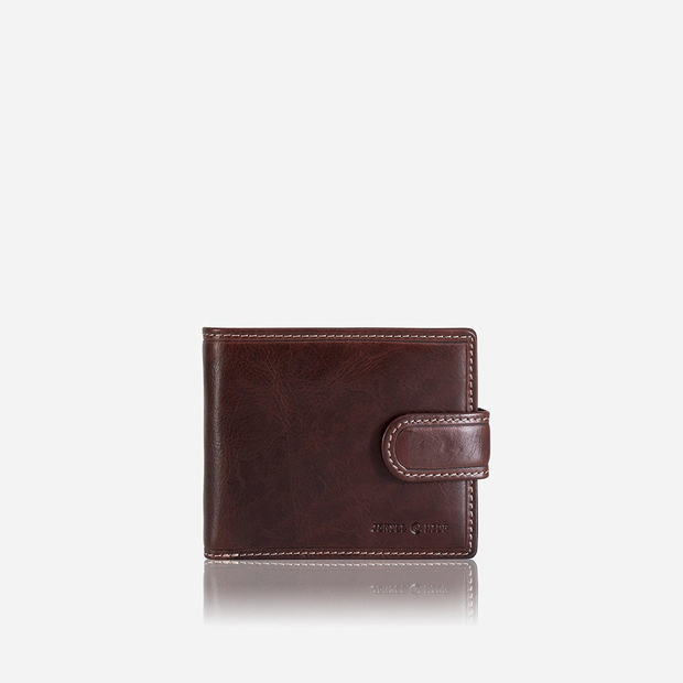 Jekyll & Hide Oxford Men's Billfold Wallet With Coin And Tab Closure, Coffee