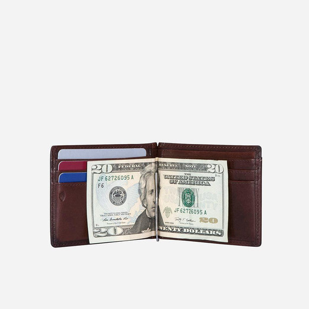 Jekyll & Hide Oxford Men's Leather Money Clip Wallet, Coffee