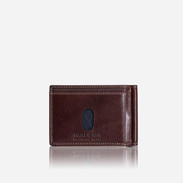 Jekyll & Hide Oxford Men's Leather Money Clip Wallet, Coffee