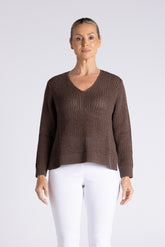 Two-T's V Neck Tape Yarn Knit