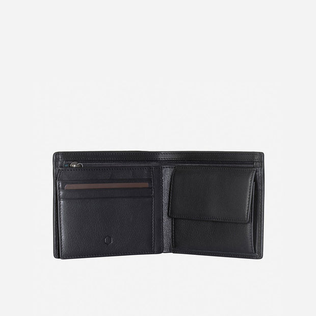 Jekyll & Hide Monaco Men's Large Bifold Wallet With Coin, Black