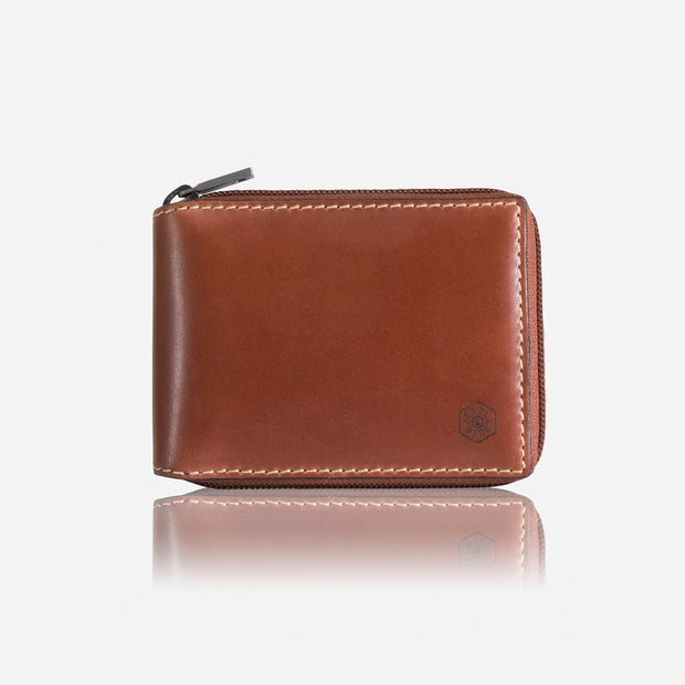 Jekyll & Hide Texas Men's Large Zip Around Wallet With Coin, Clay