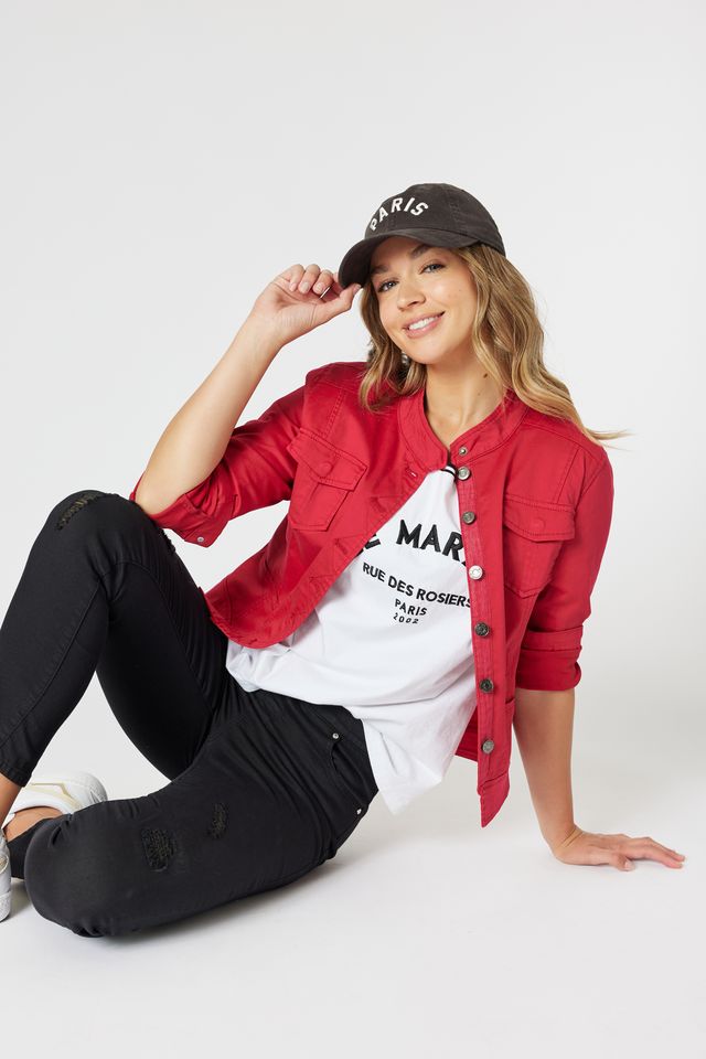 Threadz Maggie Denim Jacket - Red