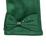 Dents Faux Suede Glove With Bow