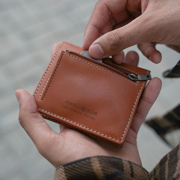 Jekyll & Hide Roma Men's Slim Billfold Wallet With Coin, Tan