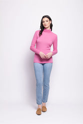 Foil Fine Merino Polo Neck Top Thrift Pink