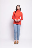 Foil Fine Merino Polo Neck Top Neon Flash