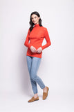 Foil Fine Merino Polo Neck Top Neon Flash