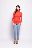 Foil Fine Merino Polo Neck Top Neon Flash