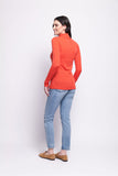 Foil Fine Merino Polo Neck Top Neon Flash