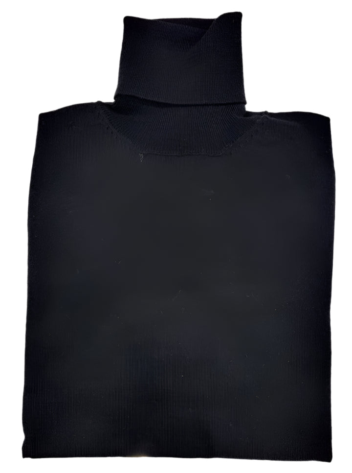 Merino Wool Roll Neck Jumper Black