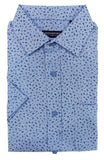 Blue patterned shirt on a white background