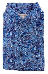 Blue patterned shirt on a white background