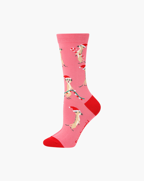 Womens Xmas Meerkat Bamboo Socks