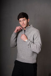 Quater Zip Wool Rib Sides Stoneyford