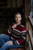 Men's Stripe Wool Pullover Navy