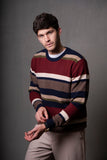 Men's Stripe Wool Pullover Navy