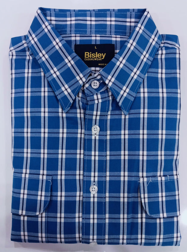 Bisley Casual Shirt L/S Cotton 2 Pocket Blue
