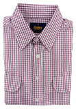 Folded checkered shirt with 'Bisley' branding on a white background
