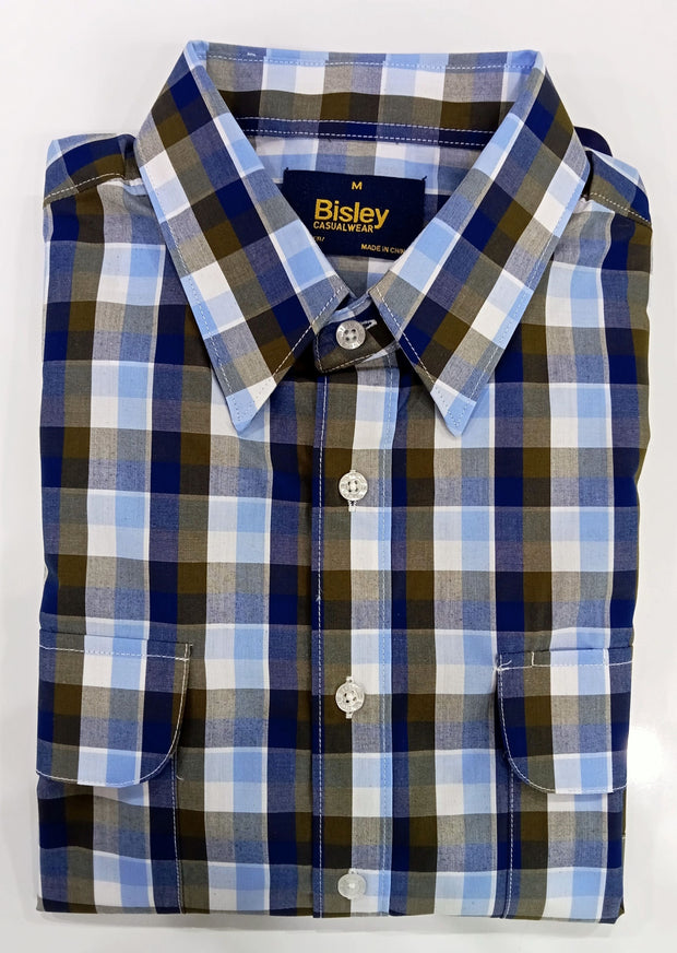 Bisley Casual Shirts L/S Med Check Olive