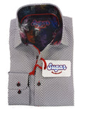 Embroidered hat with decorative elements on a textured surface, featuring a brand tag.