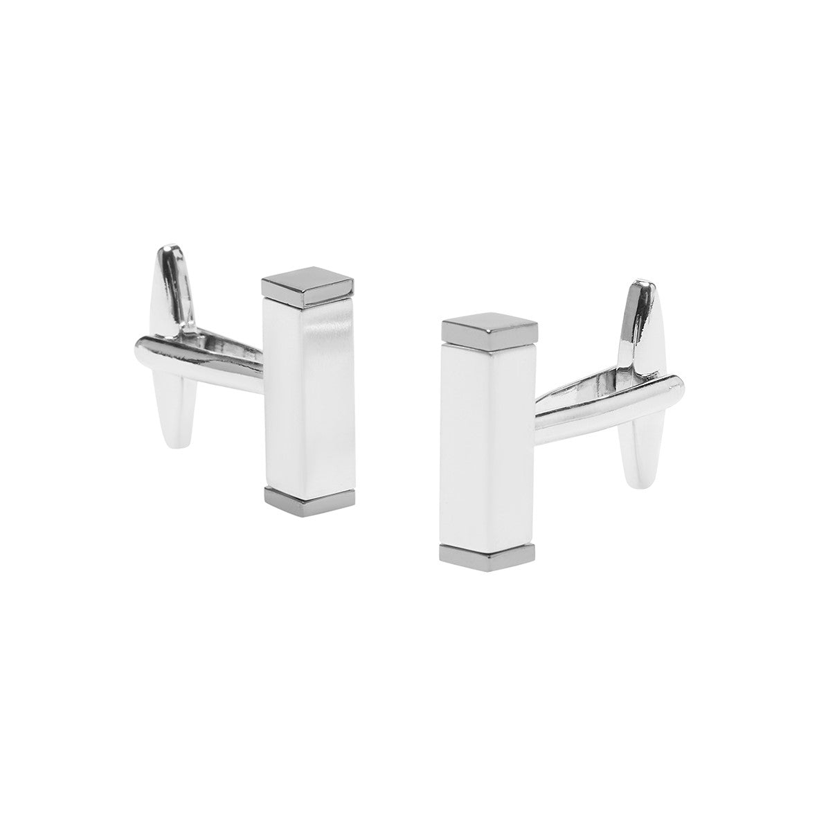 Cufflinks Hex Bar Brushed Steel