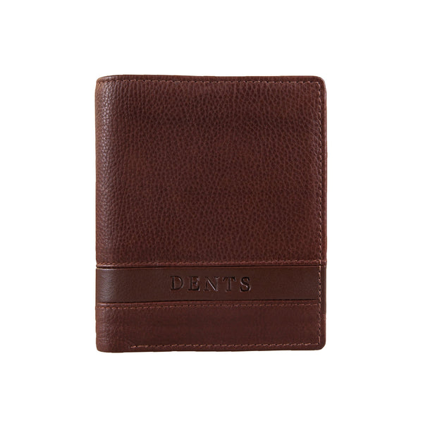 Men's brown leather bi-fold wallet with card slots