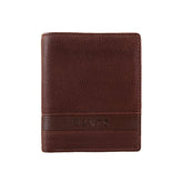 Men's brown leather bi-fold wallet with card slots