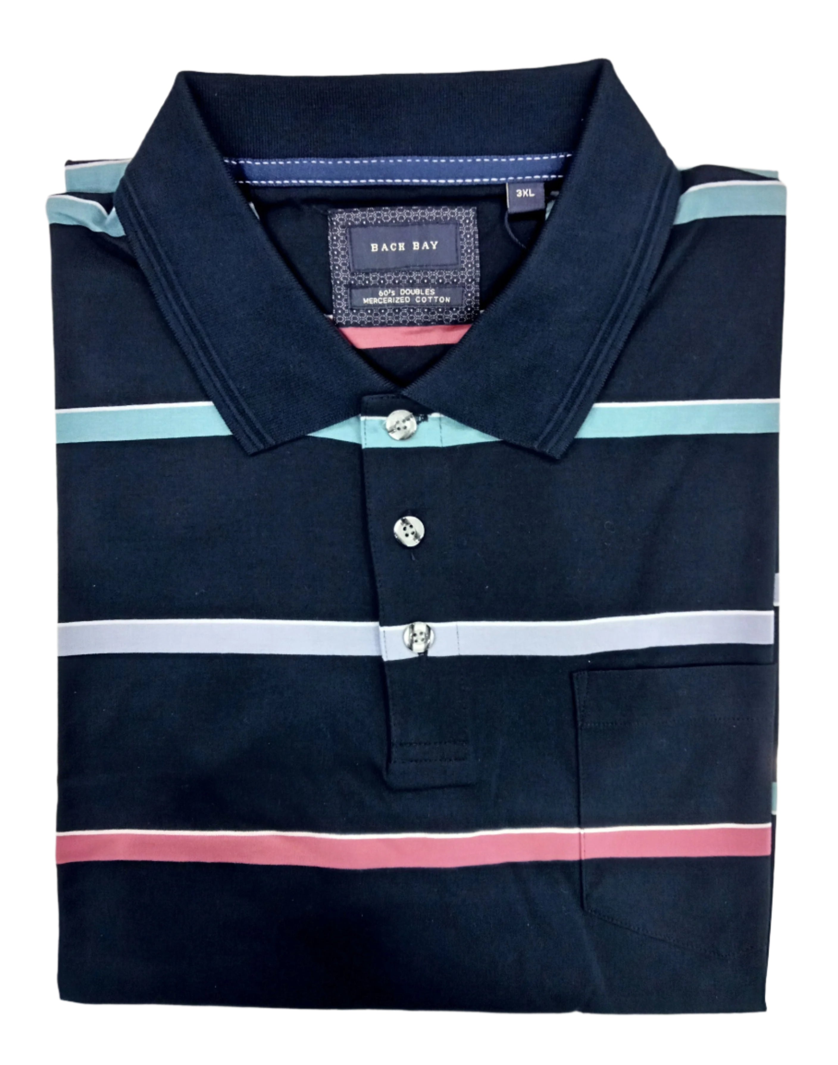 Back Bay Mercerized Cotton Striped Polo