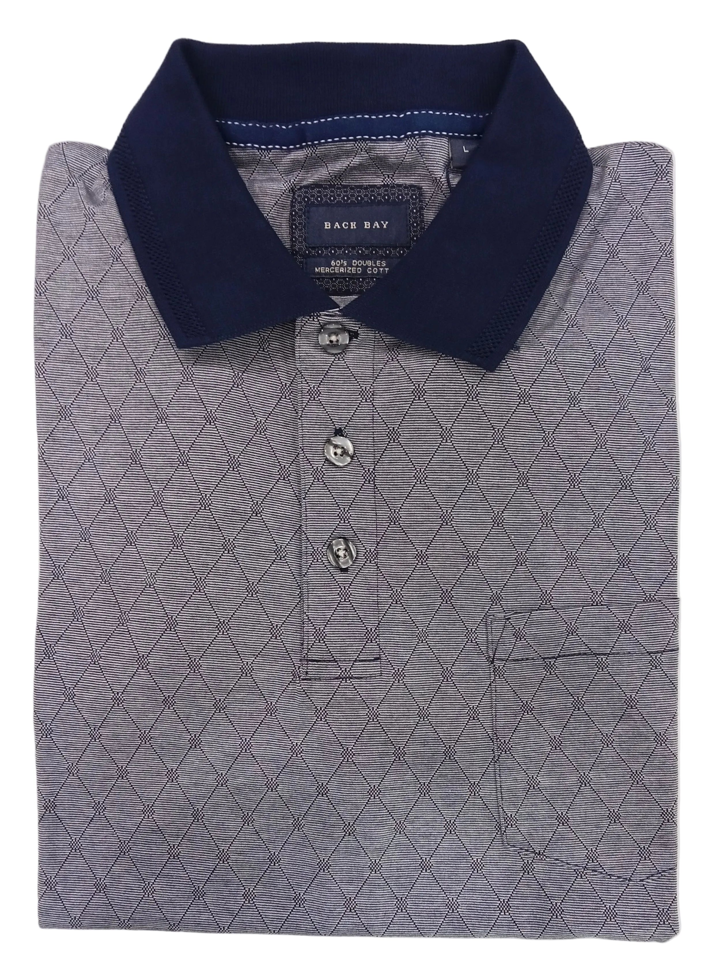 Mercerized Cotton Jacuard Polo Navy