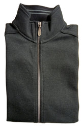 Folded gray jacket with a zipper on a white background