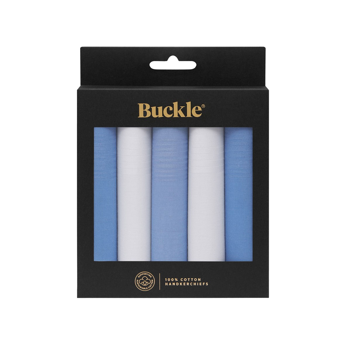 Mens Cotton Handkerchiefs 5 Pack blue and white