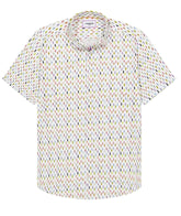 Short-sleeve shirt with a subtle pattern on a white background