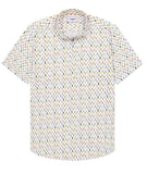 Short-sleeve shirt with a subtle pattern on a white background