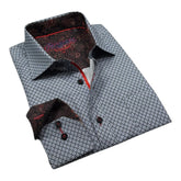Folded patterned shirt with a white background