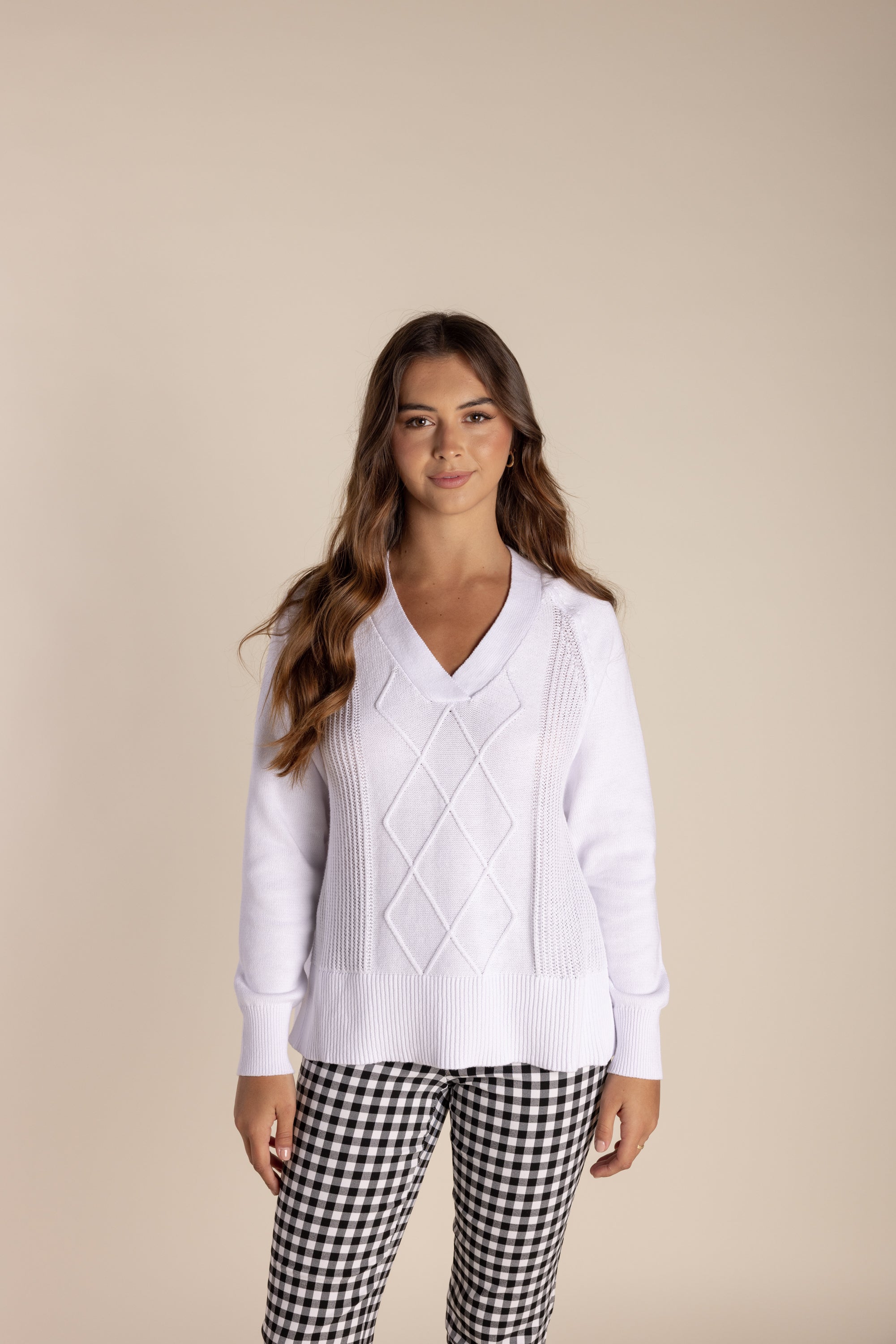 Two -T'S V Neck Cable Sweater
