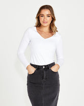 SASS Elaine V-Neck Long Sleeve Top