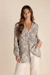 Two-T's Leaf Print Shirt