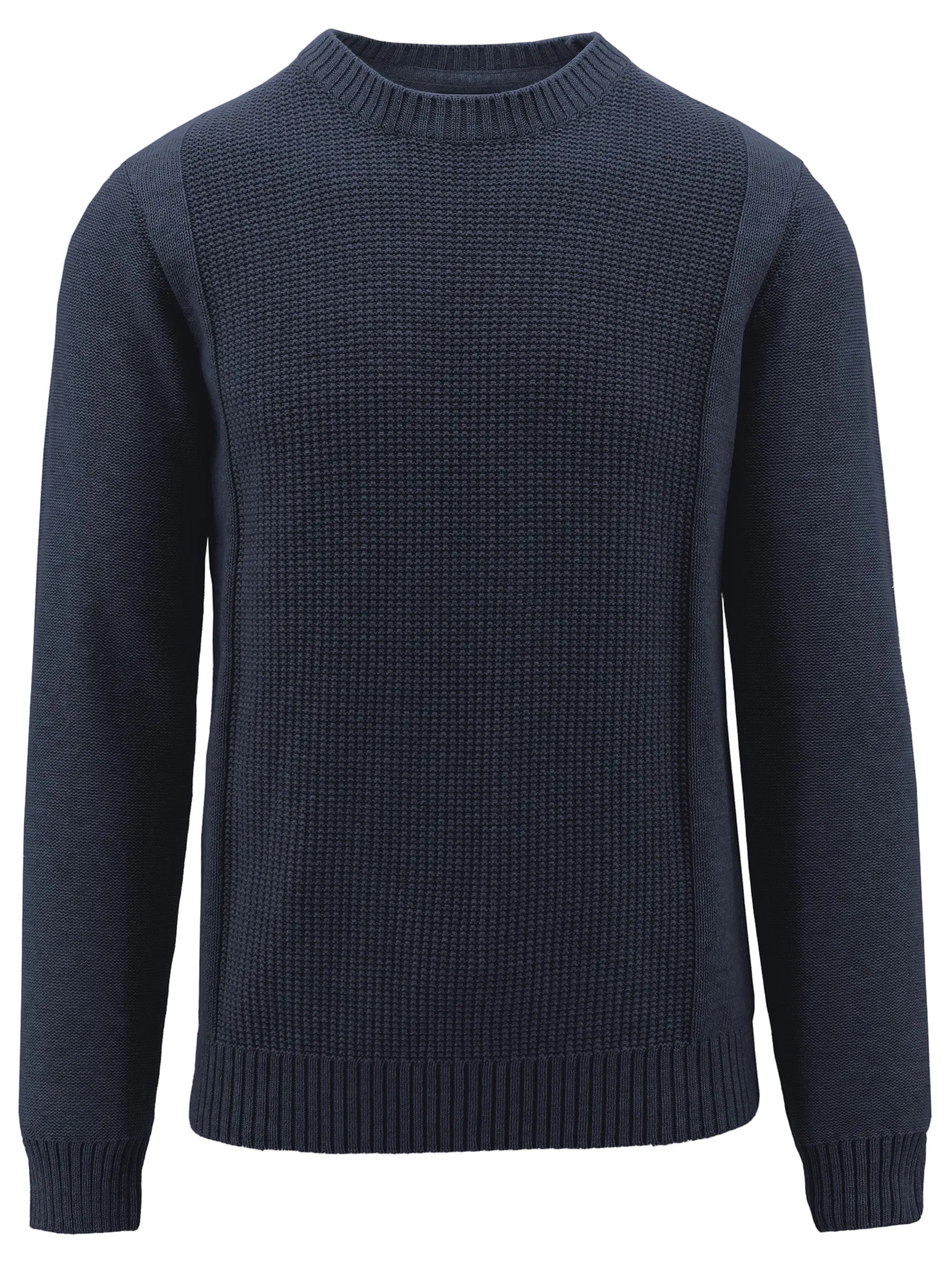 Navy blue sweater on a white background