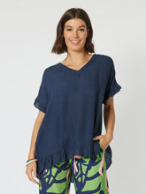 Clarity Navy Button Back Top