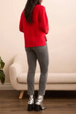 Tribal Turtleneck High Low Sweater With Side Slits