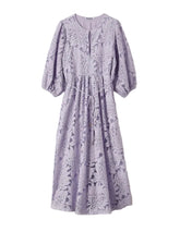 Lavender floral dress on a white background