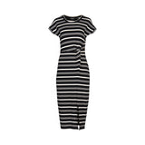 Black and white striped dress on a white background