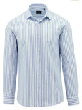 Blue and white striped shirt on a white background