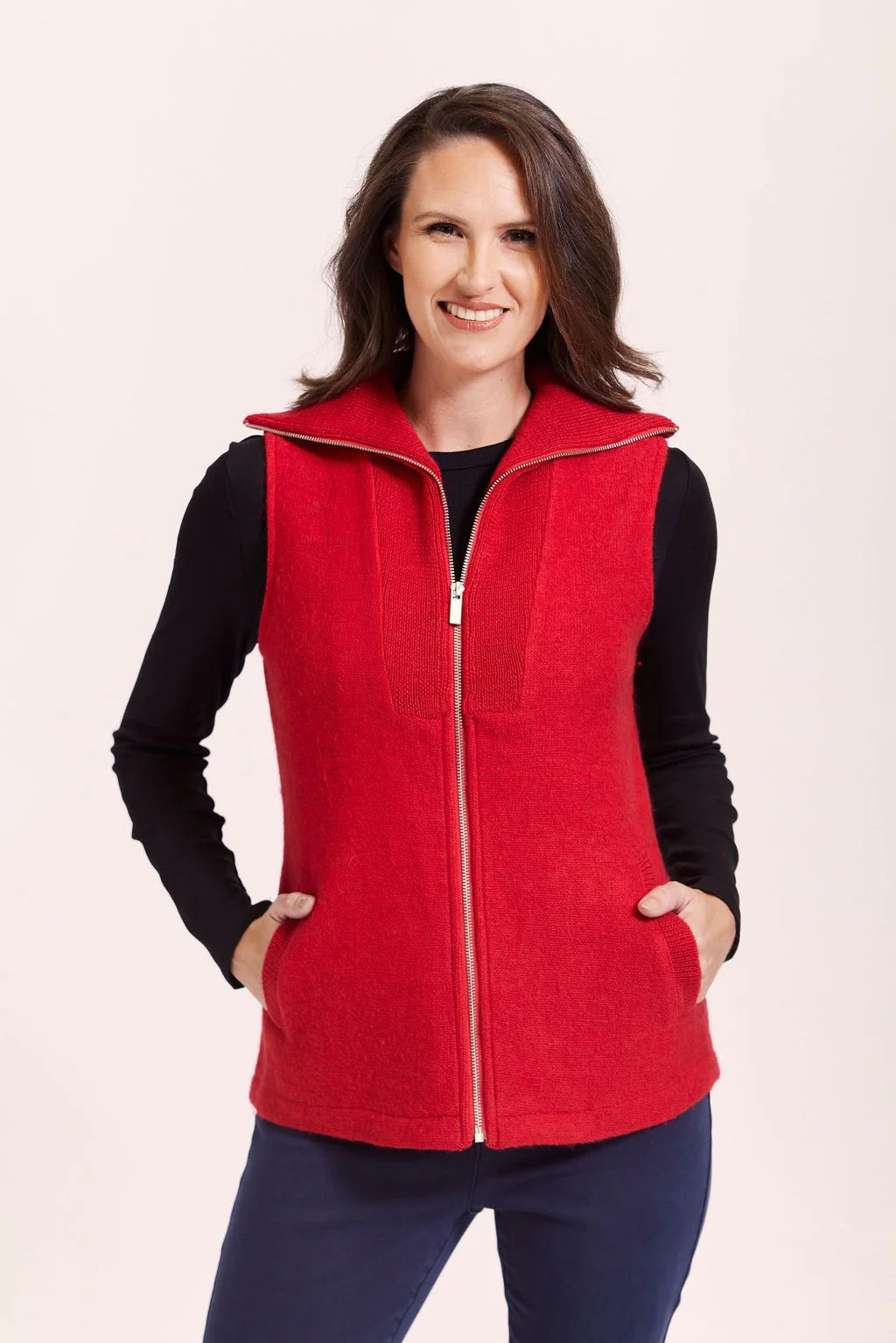 See Saw Black Boiled Wool Zip Front Ve