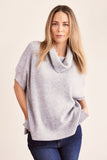 See Saw Wool Blend Short Sleeve Cowl Neck Knit Top